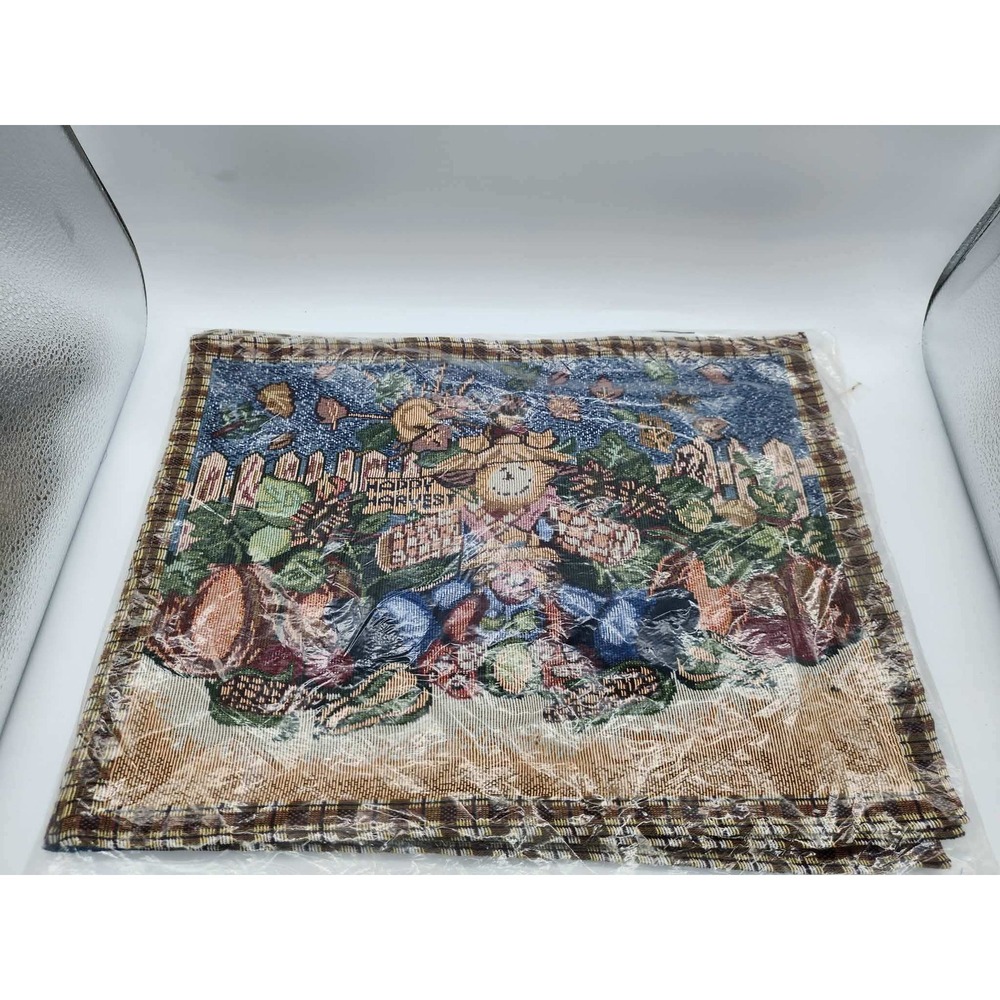 Happy Harvest Scarecrow Woven Tapestry Placemats Fall Autumn Thanksgiving Decor